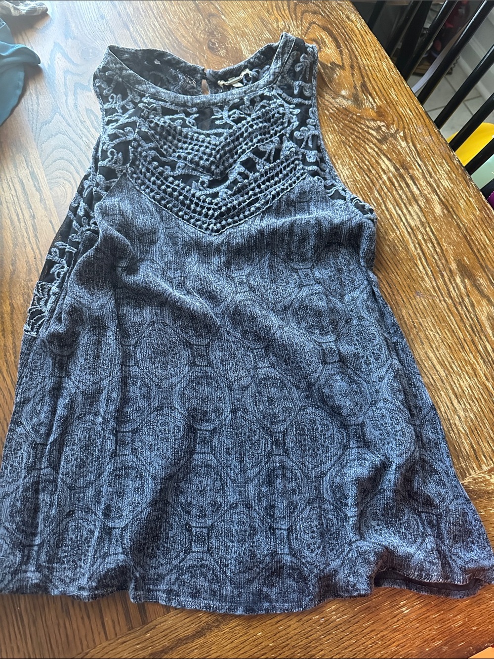 Crochet  Sleeveless Top - Charcoal Gray